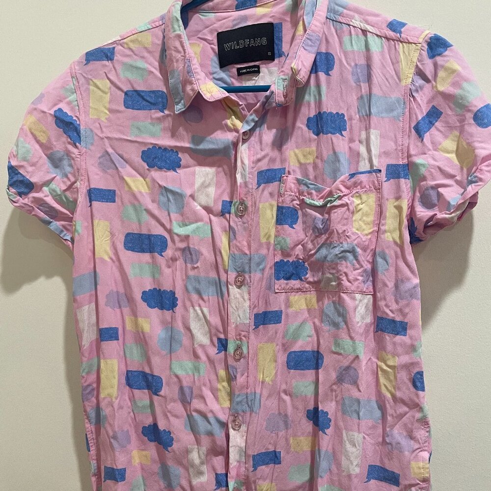 WILDFANG BUTTON UP IN RARE CHATTY PRINT